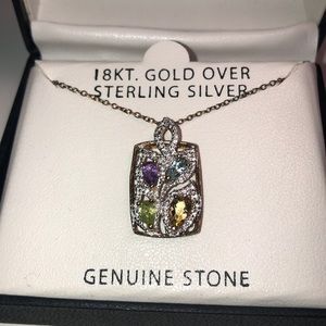 Multi color flower pendant semi precious stones